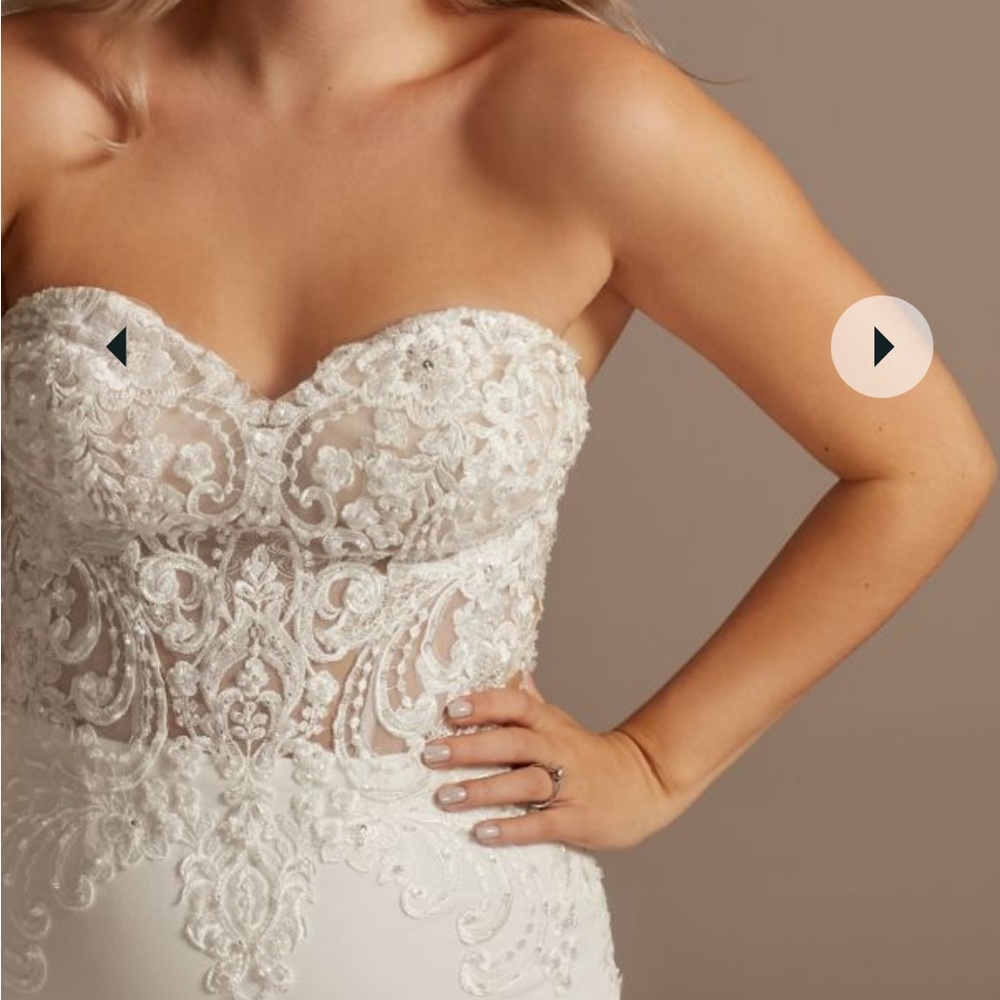 Strapless Lace Appliqué Bridal Gown in Ivory